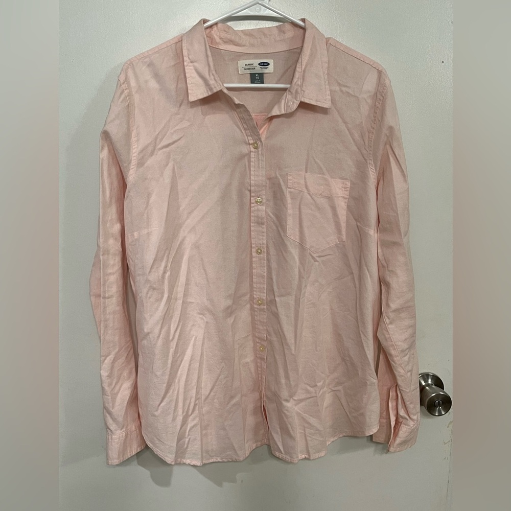 Old Navy Pale Pink Long-Sleeve Button-Down Shirt, size XL